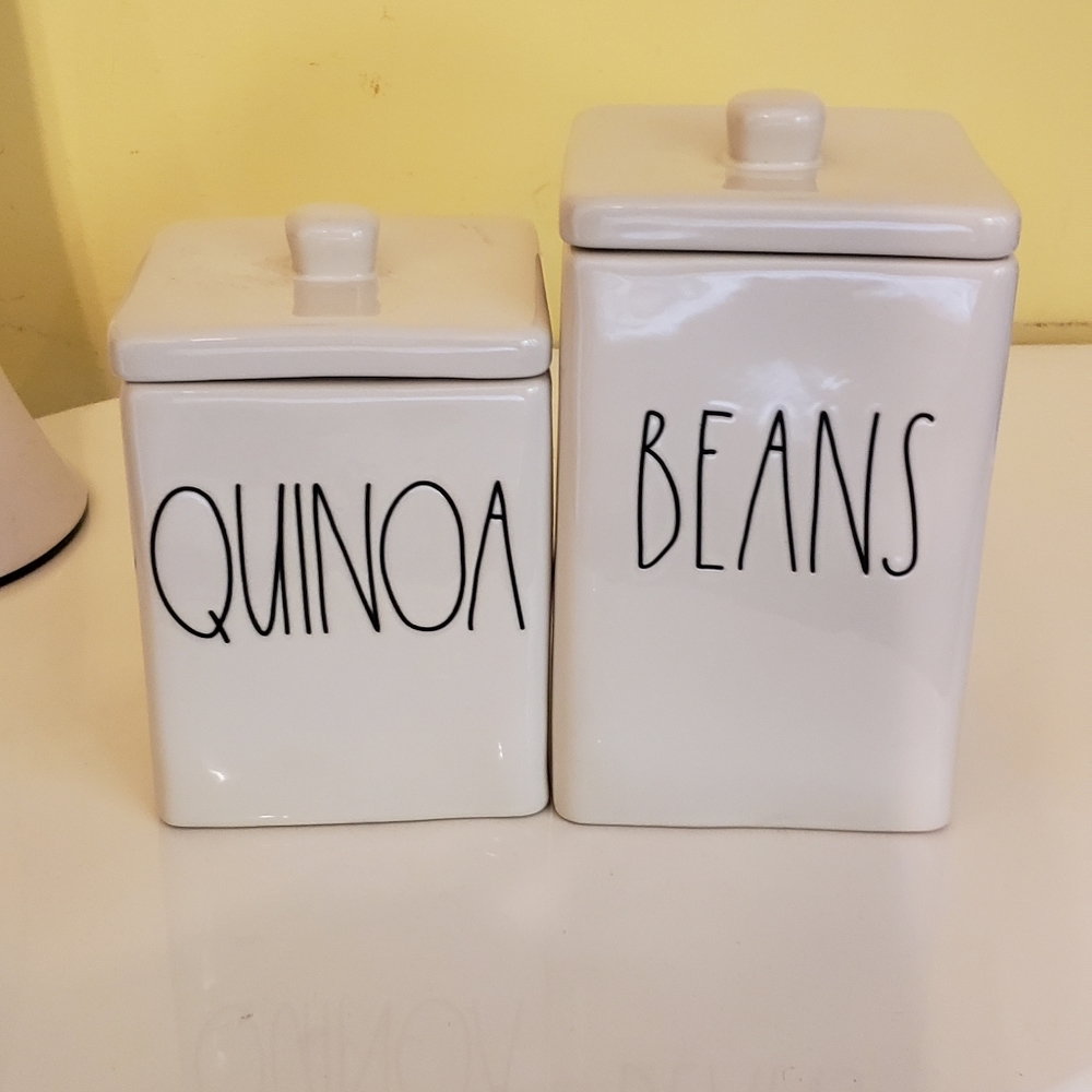 Rea dunn Bean and Quinoa ceramic containers